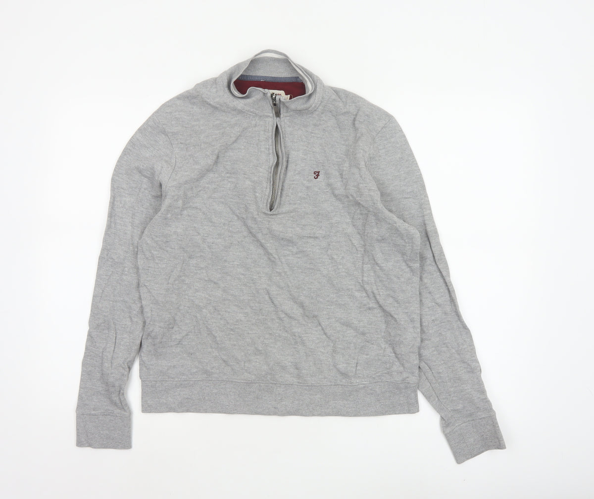 Farah Women’s Grey L Half Zip Logo Sweatshirt Pullover