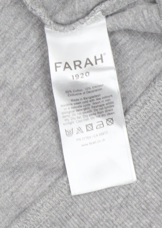 Farah Women’s Grey L Half Zip Logo Sweatshirt Pullover