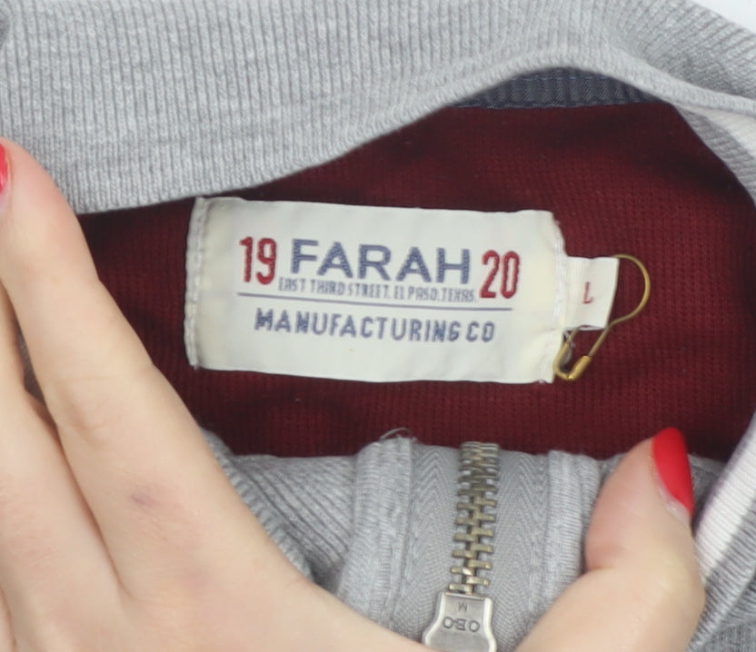 Farah Women’s Grey L Half Zip Logo Sweatshirt Pullover