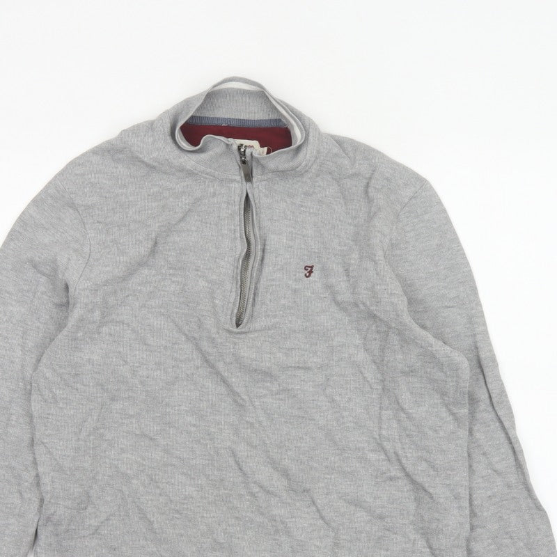 Farah Women’s Grey L Half Zip Logo Sweatshirt Pullover