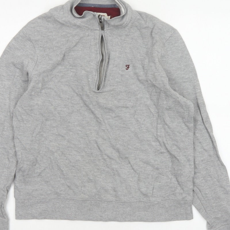 Farah Women’s Grey L Half Zip Logo Sweatshirt Pullover