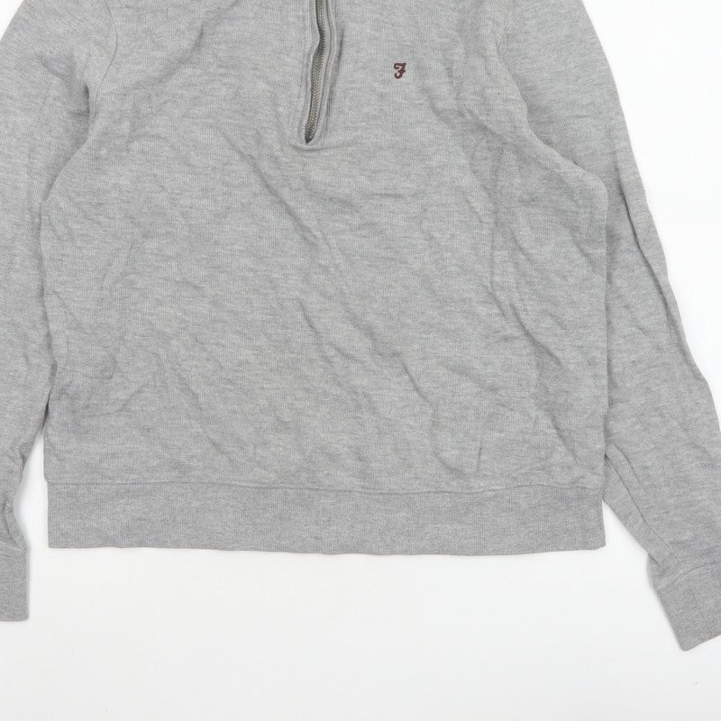 Farah Women’s Grey L Half Zip Logo Sweatshirt Pullover