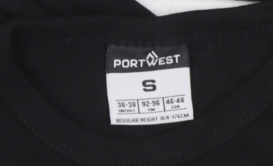 Portwest Men’s Black Small Long Sleeve Basic Workwear T-Shirt