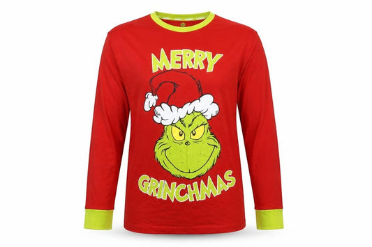 The Grinch Men's Red L Christmas Cotton Long Sleeve Pyjama Top