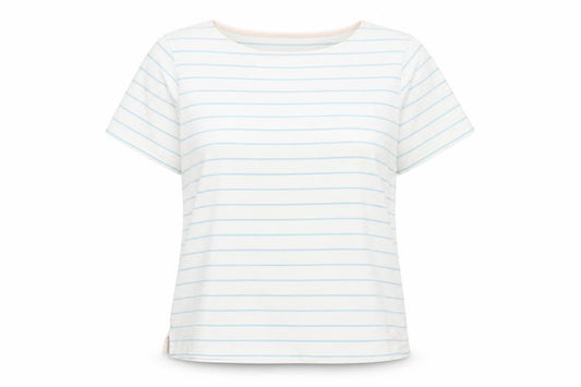 Crew Clothing Company Women’s White Blue Stripe Cotton T-Shirt UK 16