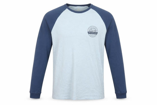 Passenger Men's Blue L Long Sleeve Raglan Graphic Logo Outdoor T-Shirt