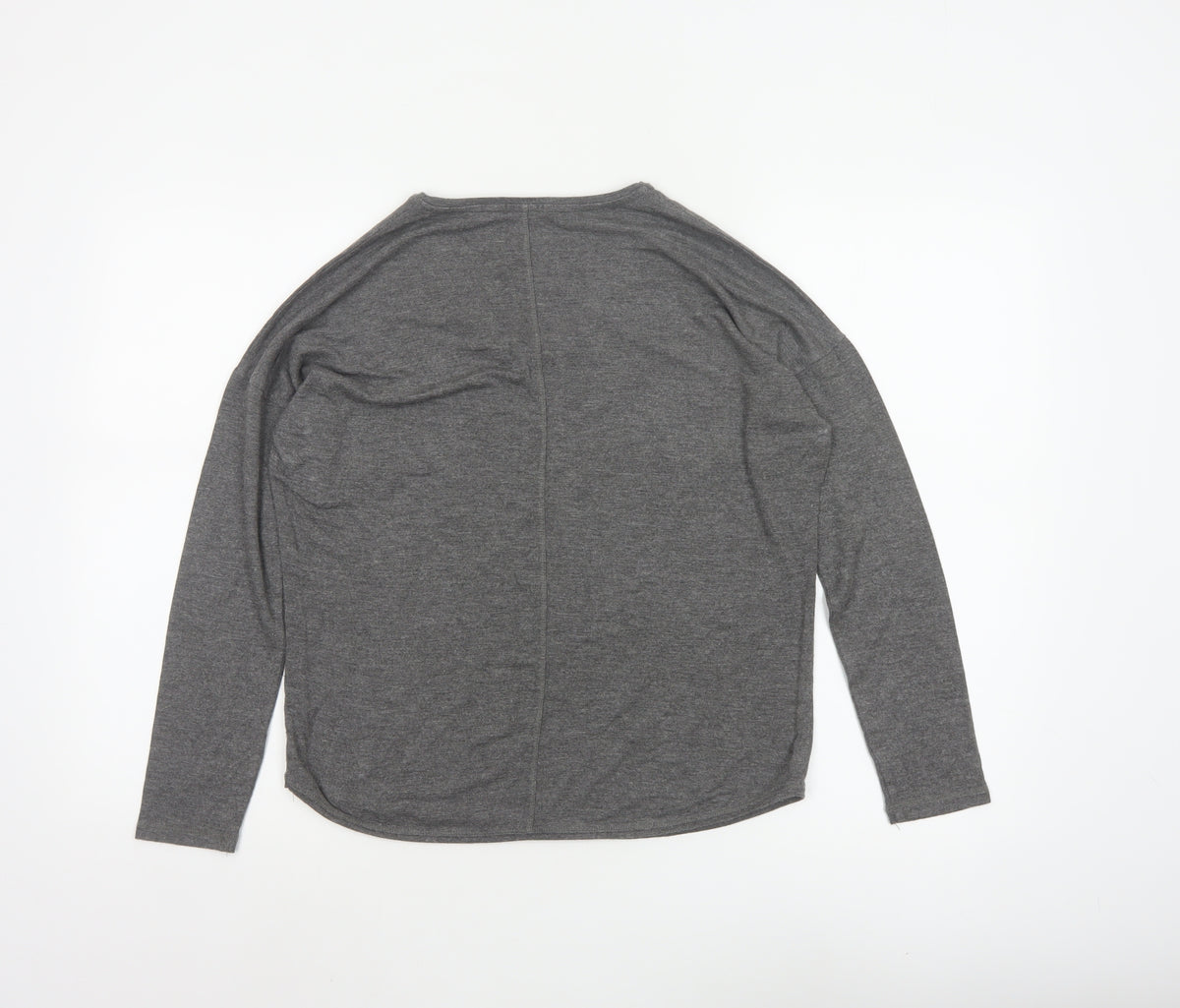 Jigsaw Women Grey Size S V-Neck Long Sleeve Basic Jersey Top