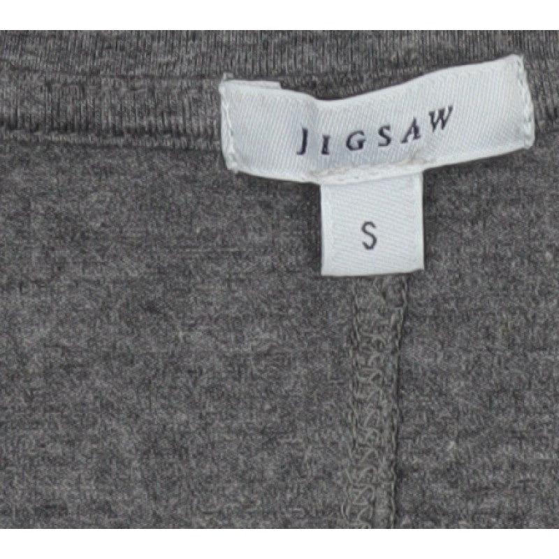 Jigsaw Women Grey Size S V-Neck Long Sleeve Basic Jersey Top