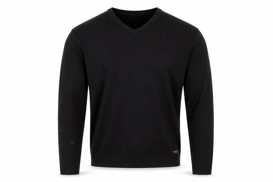Threadbare Men Black XL V-Neck Pullover Cotton Blend Logo Jumper