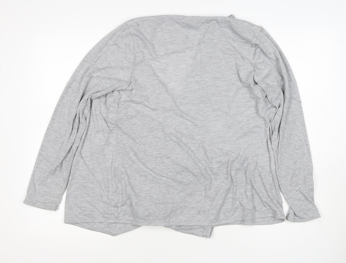 Per Una Women’s Grey Open Front Waterfall Cardigan Size 16