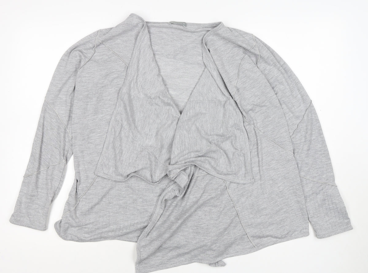 Per Una Women’s Grey Open Front Waterfall Cardigan Size 16
