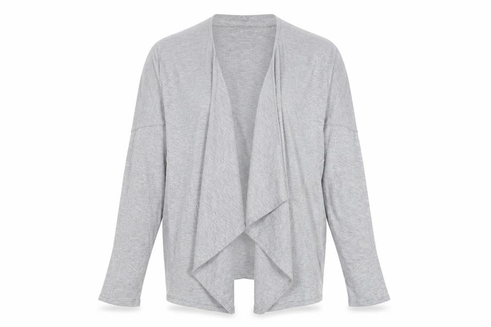 Per Una Women’s Grey Open Front Waterfall Cardigan Size 16