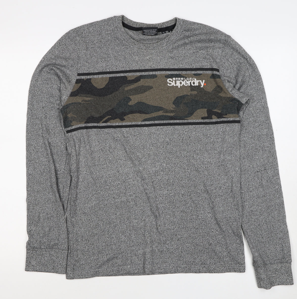Superdry Men’s Grey M Camo Graphic Crew Neck Sweatshirt
