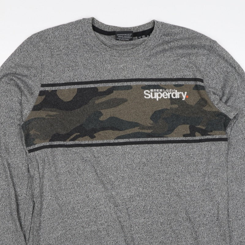 Superdry Men’s Grey M Camo Graphic Crew Neck Sweatshirt