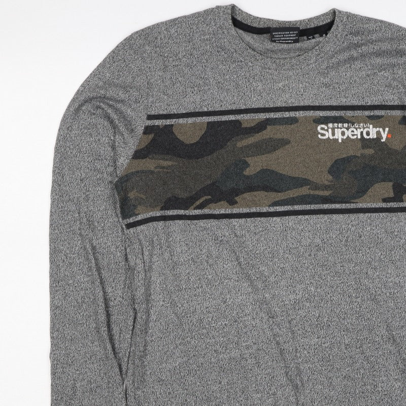 Superdry Men’s Grey M Camo Graphic Crew Neck Sweatshirt