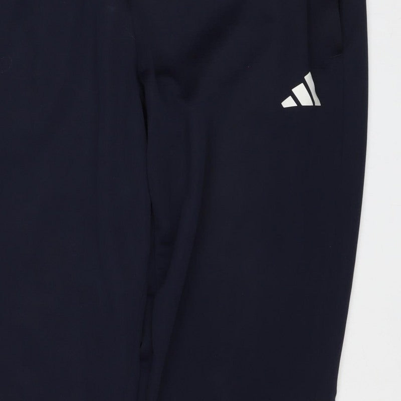 adidas Men’s Blue L Track Pants AEROREADY White Stripe