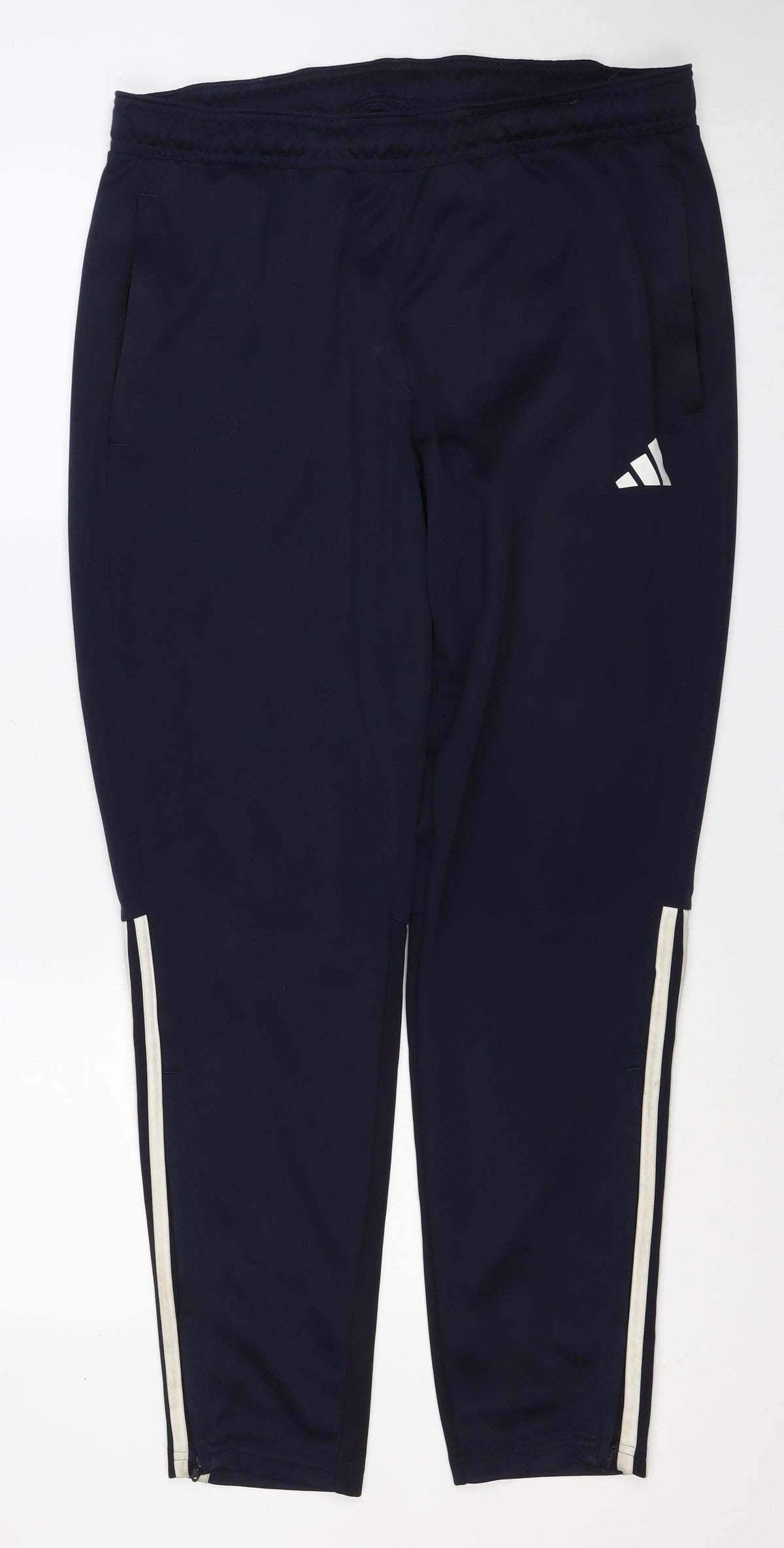 adidas Men’s Blue L Track Pants AEROREADY White Stripe