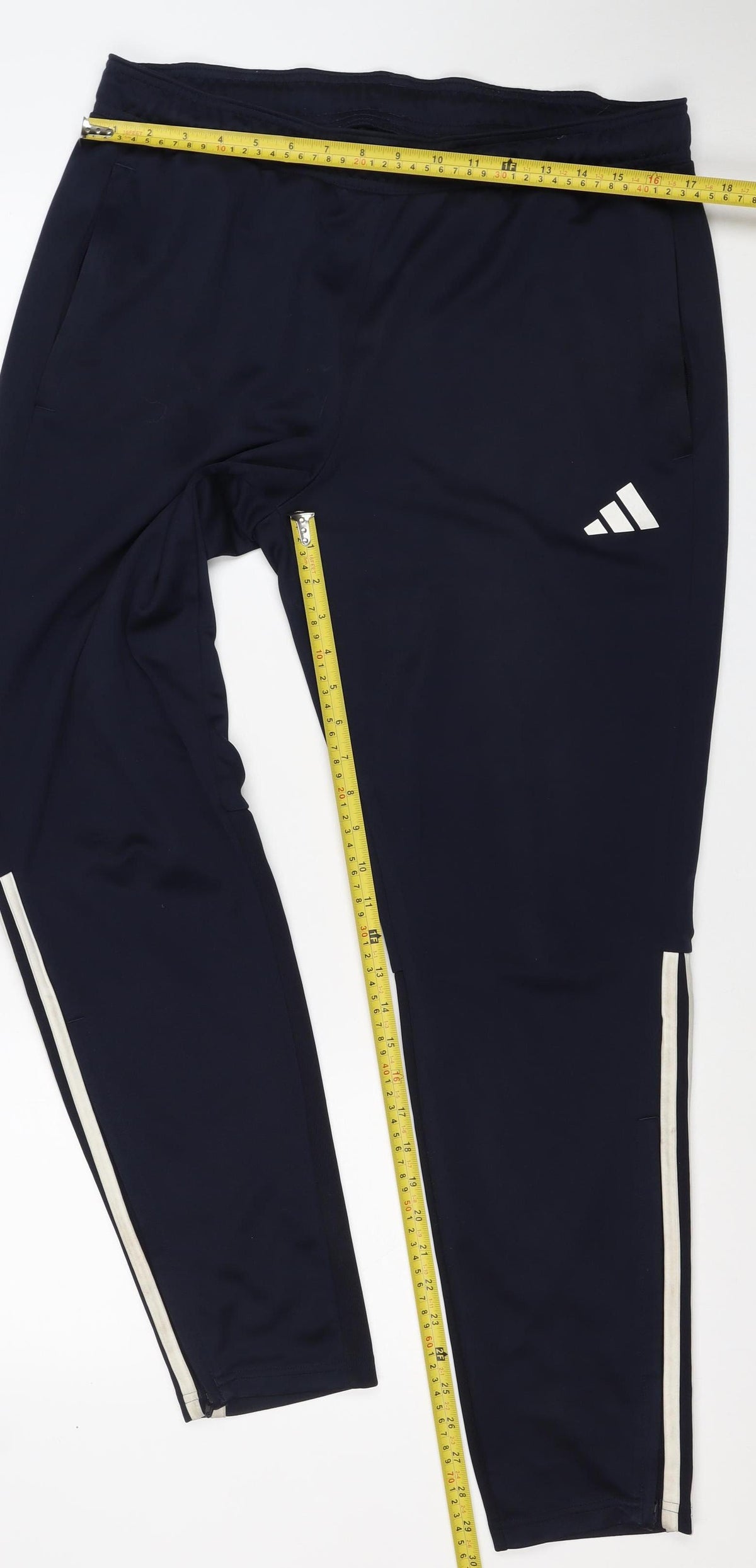 adidas Men’s Blue L Track Pants AEROREADY White Stripe
