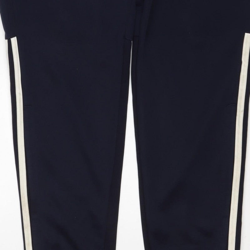 adidas Men’s Blue L Track Pants AEROREADY White Stripe