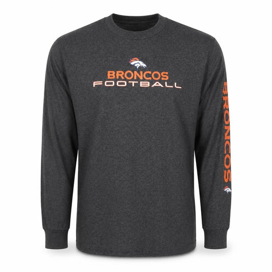 NFL Team Apparel Men’s Grey L Denver Broncos Football Sweatshirt