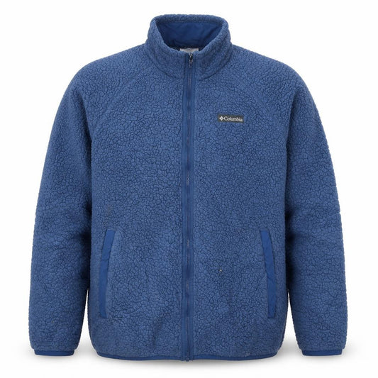 Columbia Mens Blue L Sherpa Fleece Full Zip Outdoor Jacket