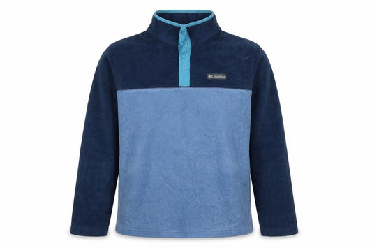 Columbia Men's Blue L Fleece Henley Snap Neck Pullover Sweatshirt