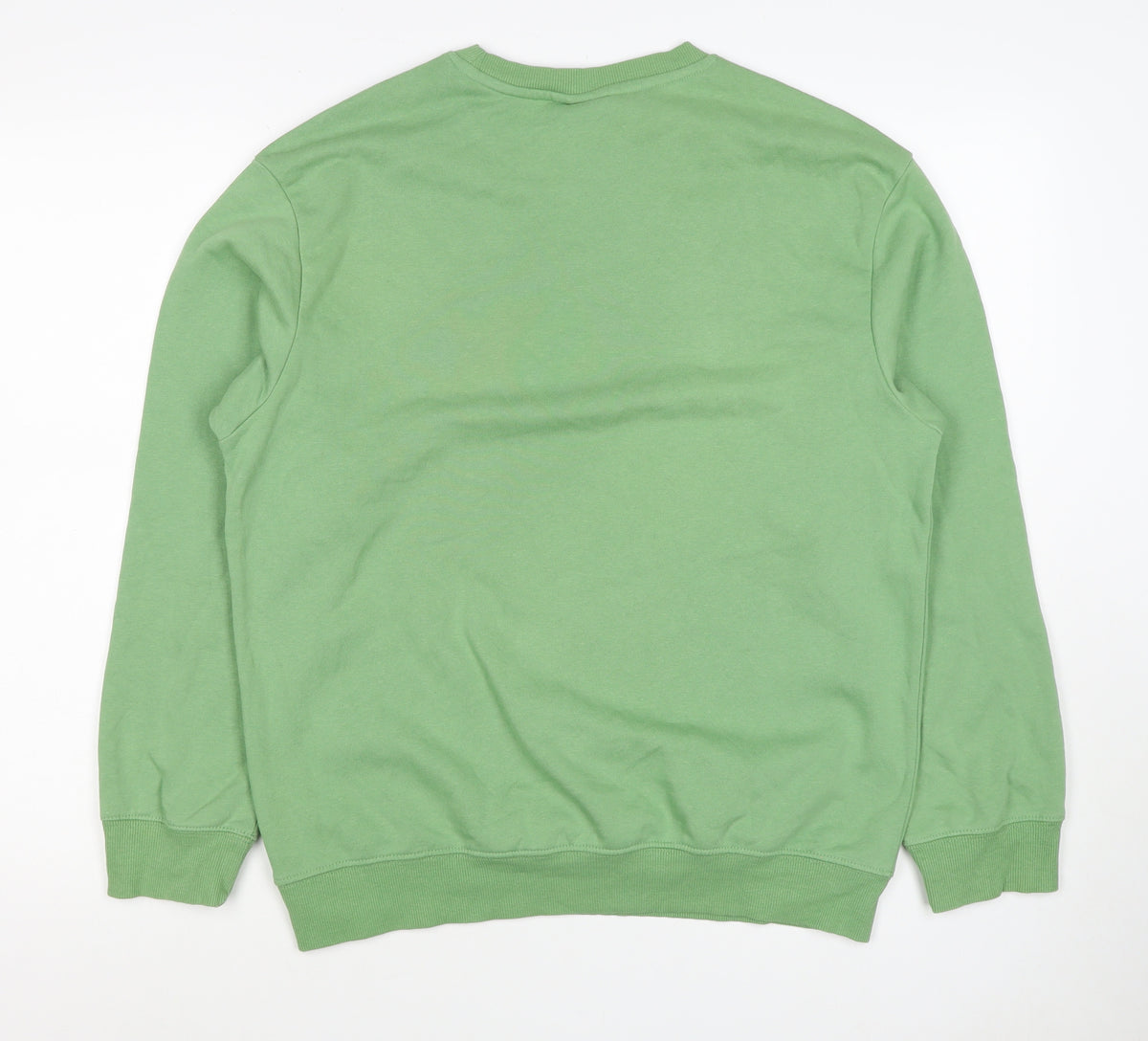 H&M Women's Green S Crew Neck Cotton Blend Pullover Sweatshirt