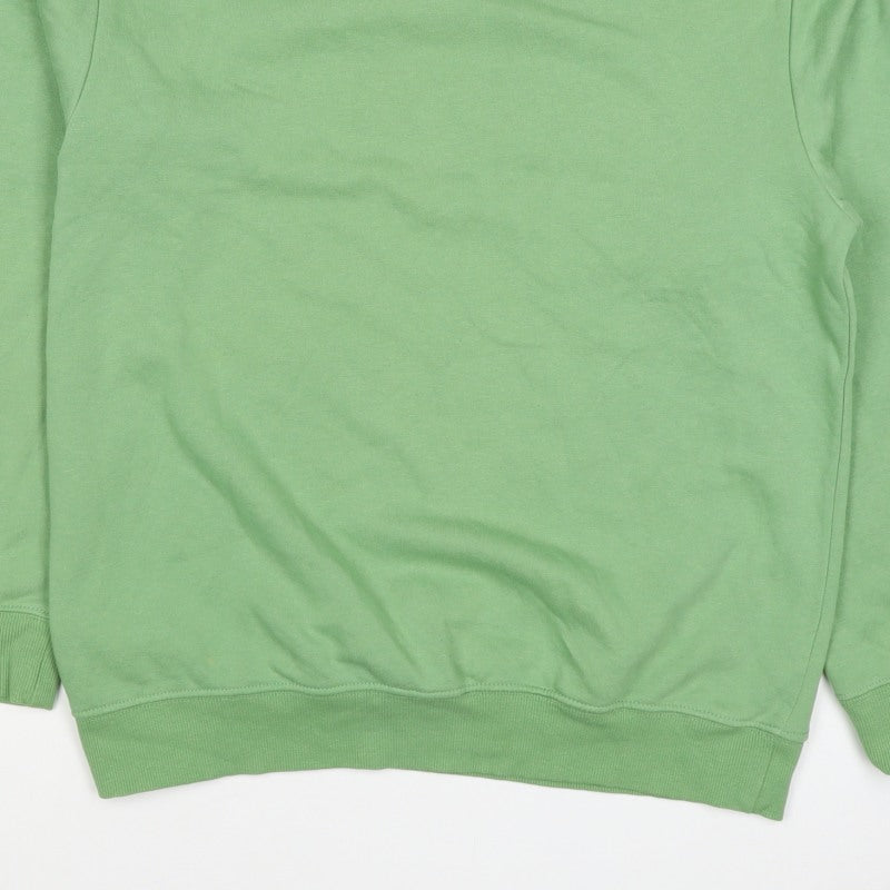 H&M Women's Green S Crew Neck Cotton Blend Pullover Sweatshirt