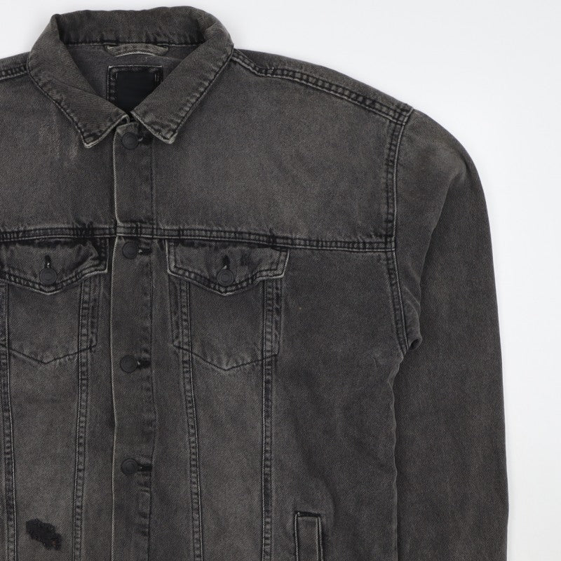 New Look Men Black M Distressed Denim Button Jacket
