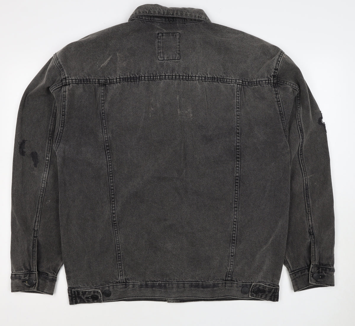 New Look Men Black M Distressed Denim Button Jacket