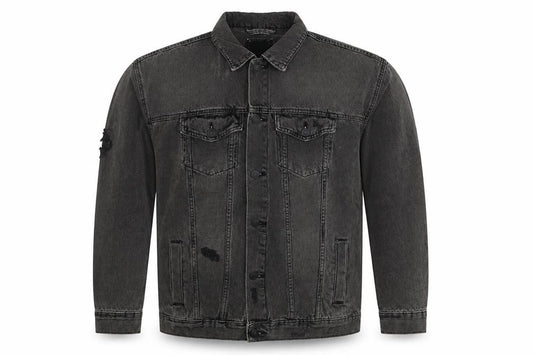 New Look Men Black M Distressed Denim Button Jacket
