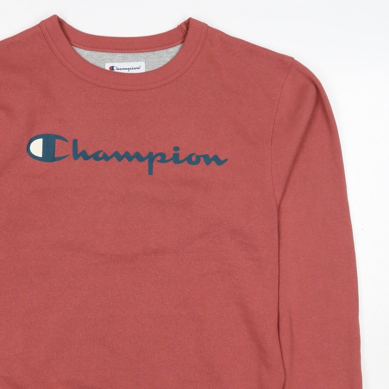 Champion Men’s Pink S Logo Graphic Crew Neck Pullover Sweatshirt