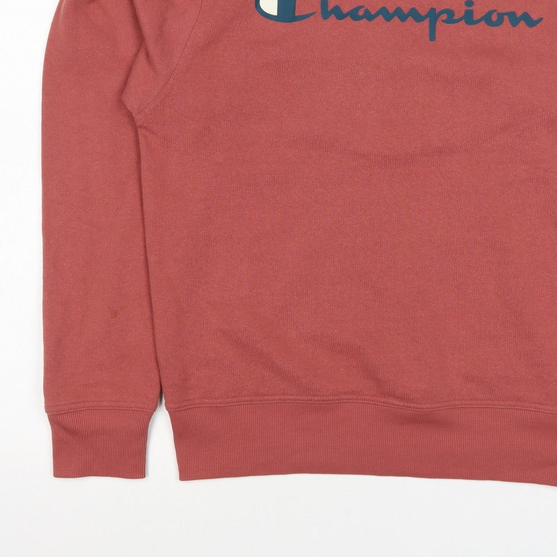 Champion Men’s Pink S Logo Graphic Crew Neck Pullover Sweatshirt