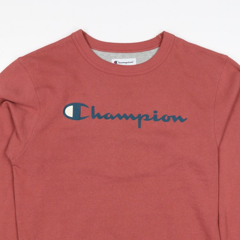 Champion Men’s Pink S Logo Graphic Crew Neck Pullover Sweatshirt