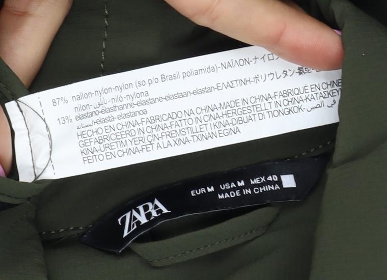 Zara Men’s Green M Lightweight Snap Front Jacket Zip Pockets
