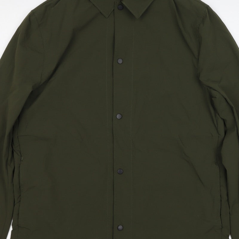 Zara Men’s Green M Lightweight Snap Front Jacket Zip Pockets