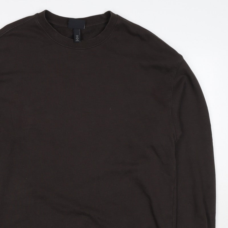 H&M Men’s Black Size S Crew Neck Pullover Sweatshirt Cotton Blend