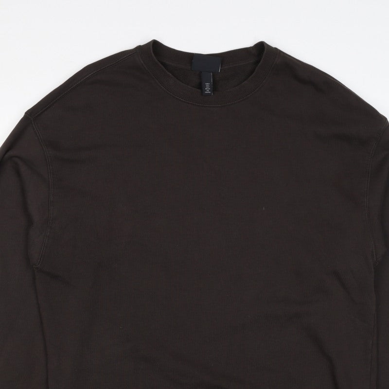 H&M Men’s Black Size S Crew Neck Pullover Sweatshirt Cotton Blend