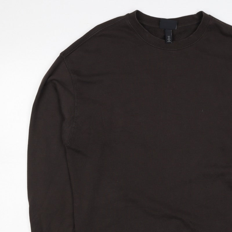 H&M Men’s Black Size S Crew Neck Pullover Sweatshirt Cotton Blend