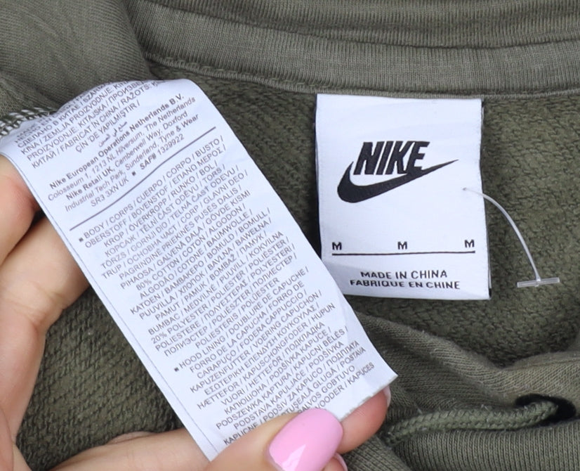 Nike Men's Green M Pullover Hoodie Logo Drawstring Kangaroo Pocket