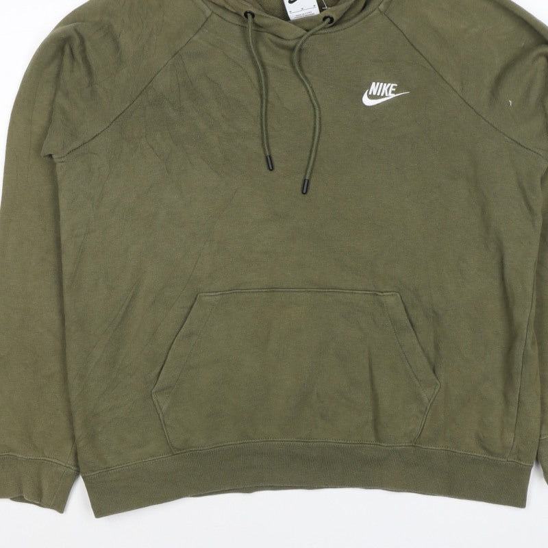 Nike Men's Green M Pullover Hoodie Logo Drawstring Kangaroo Pocket