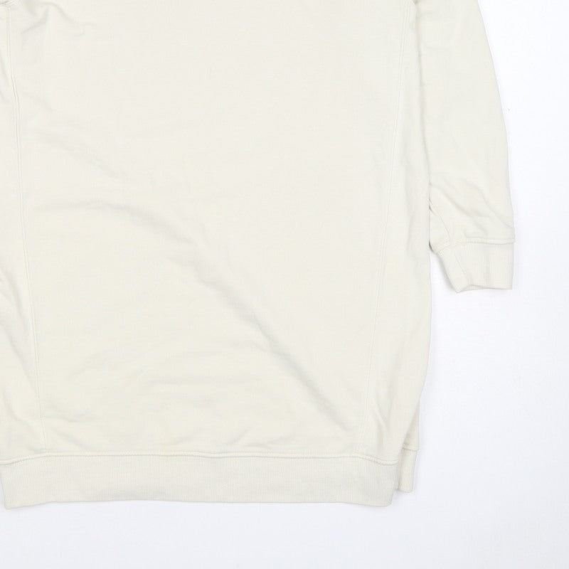 Brave Soul Men's Ivory S Longline Crew Neck Pullover Sweatshirt
