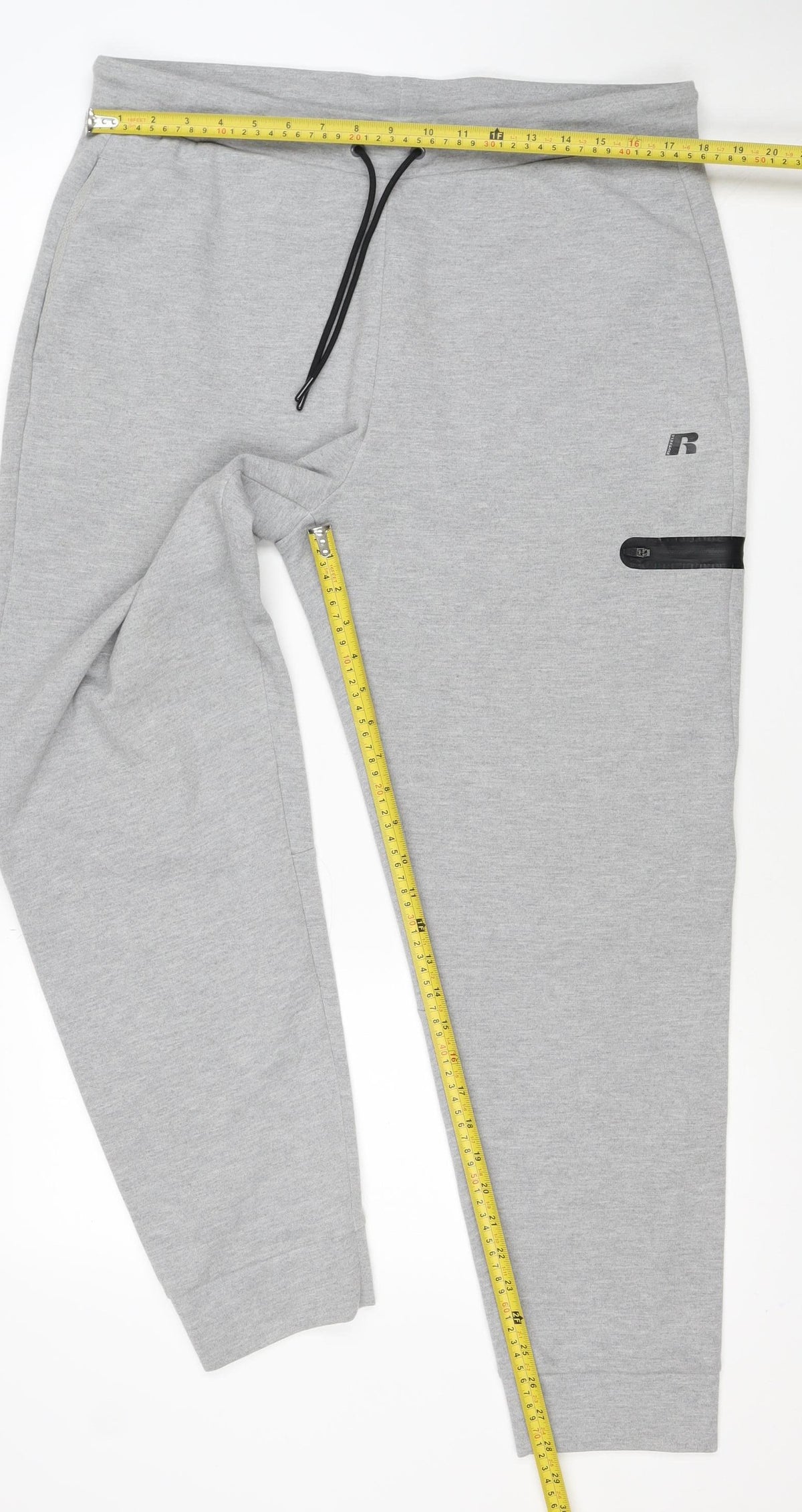 Russell Men’s Grey L Fusion Knit Drawstring Sweatpants Zip Pocket