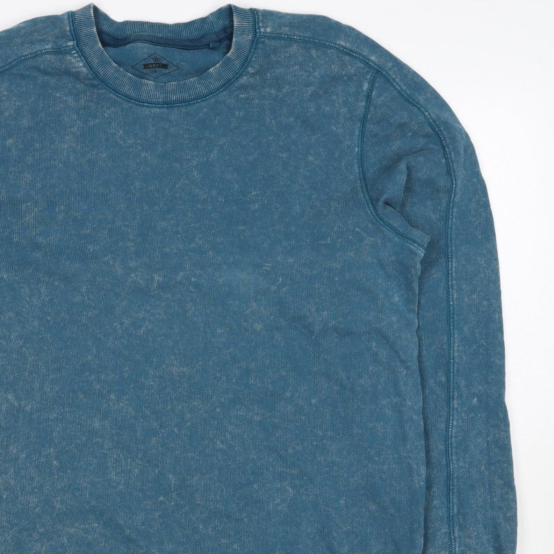 Next Men’s Blue Acid Wash Crew Neck Sweatshirt Size S Cotton