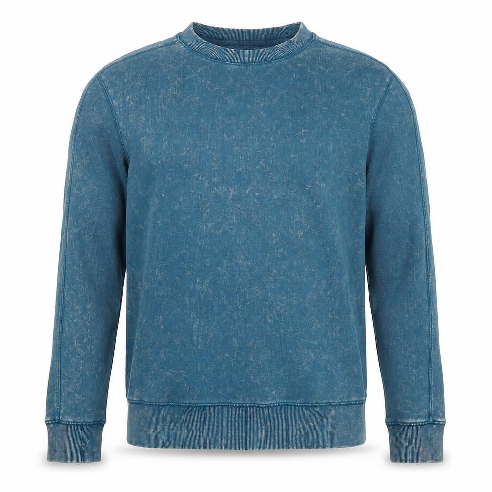 Next Men’s Blue Acid Wash Crew Neck Sweatshirt Size S Cotton