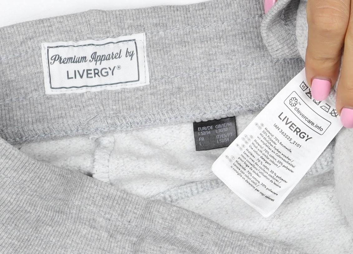 Livergy Men’s Grey XL Fleece Jogger Sweatpants Drawstring Cuffed