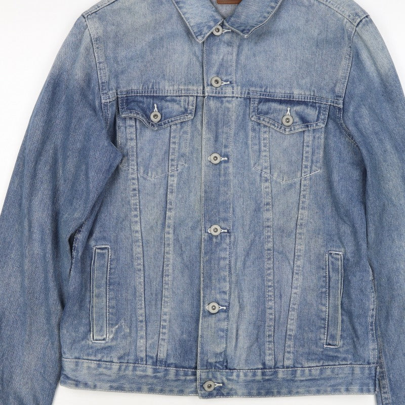 ASOS Men's Blue M Cotton Denim Basic Jacket Button Pockets