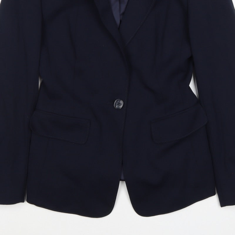 M&S Woman Navy Blue Size 8 Tailored Single-Breasted Blazer Jacket