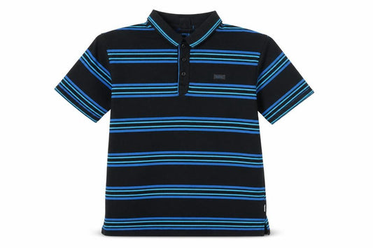 Lonsdale London Men's Black Blue Striped Polo Shirt L Short Sleeve