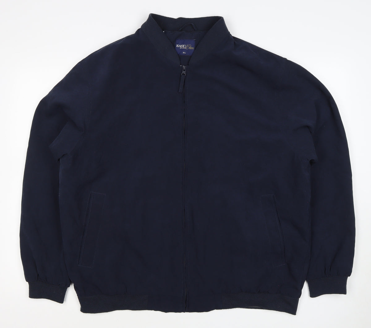 Easy Men's Blue XL Bomber Jacket Full Zip Lined Classic